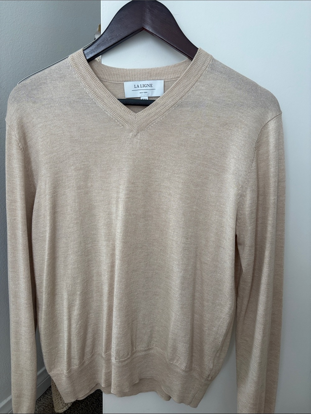 La Ligne V-Neck Sweater in Beige